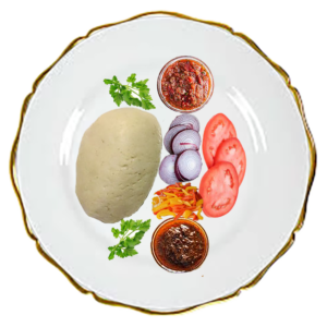 Banku with your choice of Poultry, Fish, or Meat