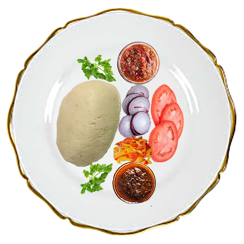 Banku with your choice of Poultry, Fish, or Meat