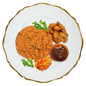 Jollof with your choice of Poultry, Fish, or Meat