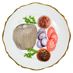 Ga Kenkey with your choice of Poultry, Fish, or Meat